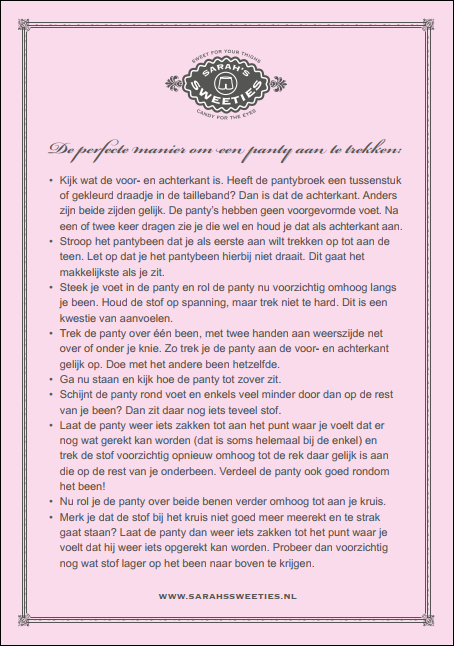 plaatje van pagina 1 van de panty handleiding